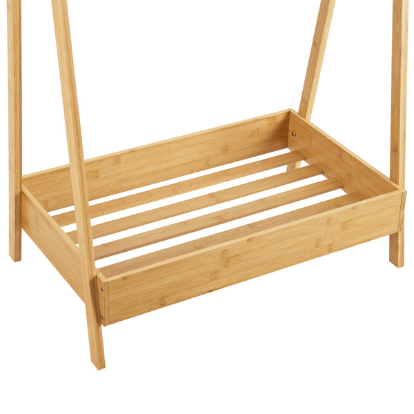 Portant à vêtements Sola pour enfant avec surface de stockage bambou [en.casa]