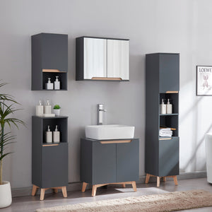 Armadietto Pensile Bergkamen 60 x 30 x 30 cm Grigio / Effetto Legno [en.casa] 