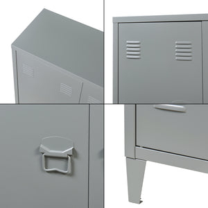 Casier de bureau métallique Oripää à 2 portes 90 x 80 x 33 cm gris foncé [en.casa]