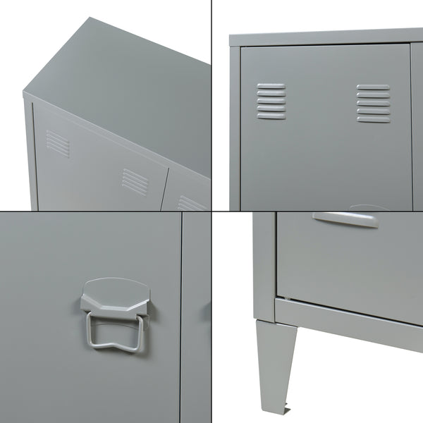 Casier de bureau métallique Oripää à 2 portes 90 x 80 x 33 cm gris foncé [en.casa]
