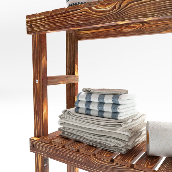Waschmaschinenregal Kinnula 120x70x20cm Dunkler Holzton [en.casa]