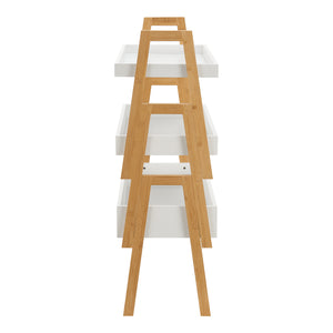 Scaffale Impilabile Set Hitra di 3 Ripiani a Bordi Rialzati Bambù Naturale / Bianco [en.casa] 