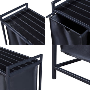 Mobile Portabiancheria Saltvik Sacchi Rimovibili Capienza 3x 45 L - Nero [en.casa] 