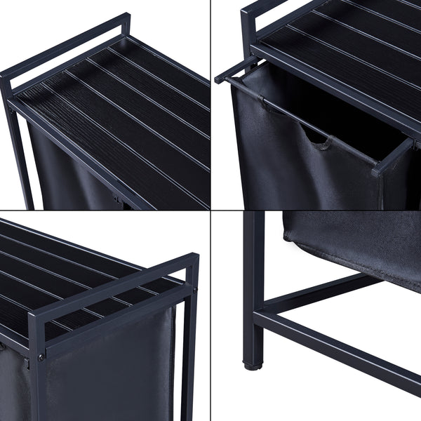 Mobile Portabiancheria Saltvik Sacchi Rimovibili Capienza 3x 45 L - Nero [en.casa] 