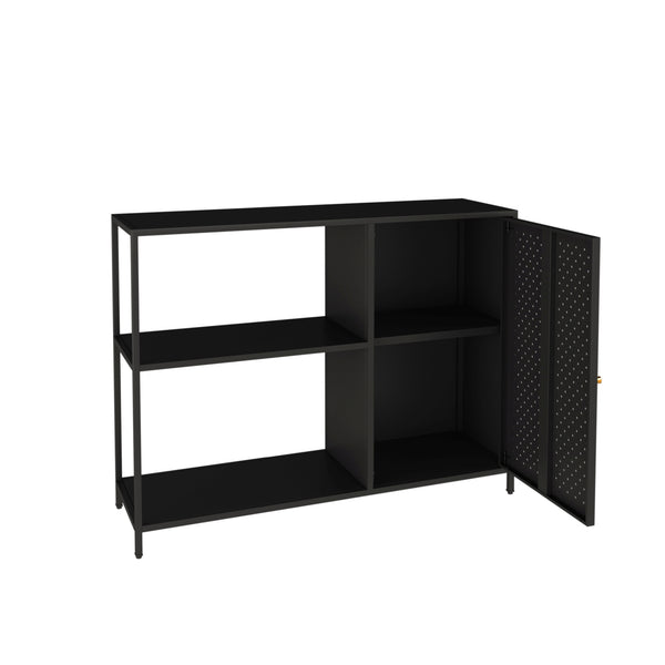 Schrankregal Viitasaari Metall Schwarz [en.casa]