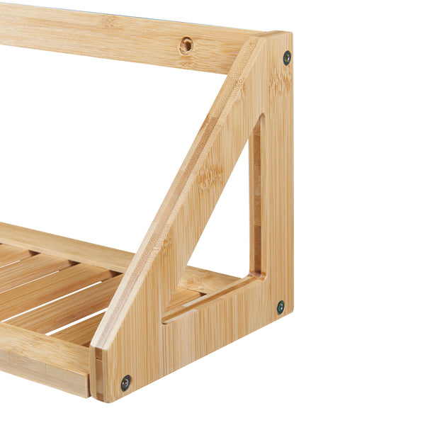 Set Gjerdrum di 2 Mensole da Muro con Piani a Doghe - Bambù Naturale [en.casa] 
