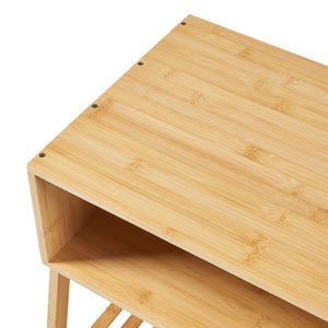 Table d'appoint Håbo avec 2 étagères bambou 50 x 45 x 36 cm naturel [en.casa]