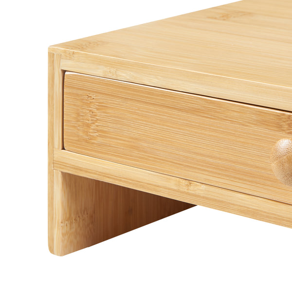 Réhausseur d'écran Hallstahammar avec 2 tiroirs bambou 56 x 18 x 10 cm naturel [en.casa]