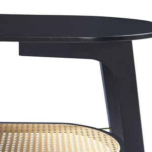 Table basse de salon Taivalkoski bambou 120 x 43 x 40 cm noir effet rotin [en.casa]