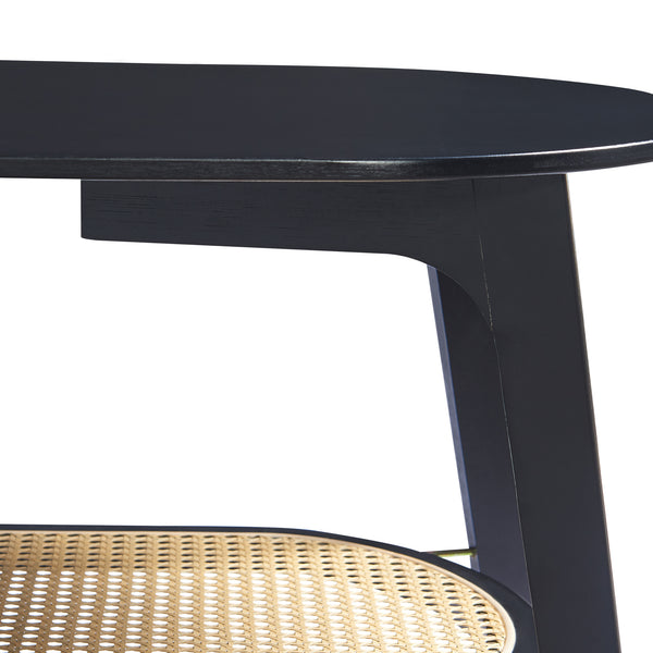Table basse de salon Taivalkoski bambou 120 x 43 x 40 cm noir effet rotin [en.casa]
