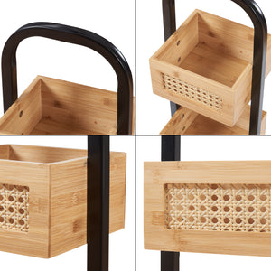 Badezimmerregal Tervola 73x23x19 cm Schwarz/Bambus [en.casa]