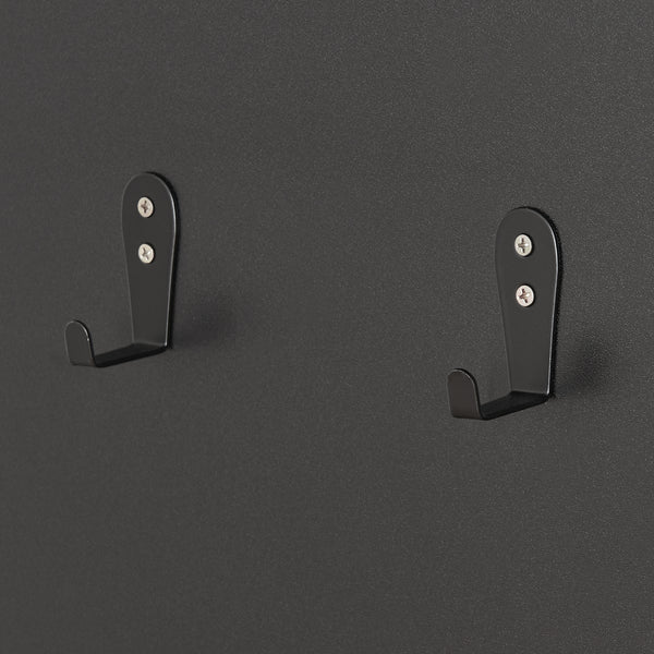 Pannello Ingresso Helsinge con Specchio Mensole e Ganci - Nero / Effetto Legno [en.casa]