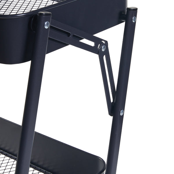 Carrello di Servizio Vörå con 3 Contenitori Telaio Pieghevole - Nero [en.casa]
