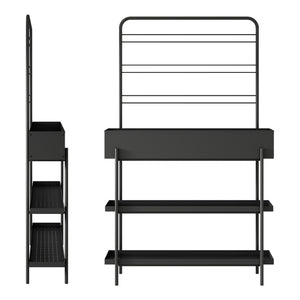 Porte-plantes surélevé Jaalsmeer avec étagère 154 x 96 x 24 cm noir casa.pro