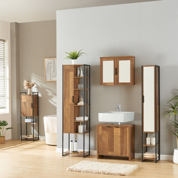 Meuble sous lavabo Namsskogan 60 x 60 x 30 cm effet noyer noir [en.casa]