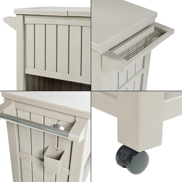 Chariot de service avec glacière Arsita 102 x 47 x 87 cm beige aspect bois casa.pro