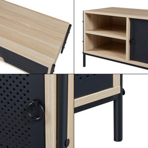Meuble TV Tysnes 120 x 40 x 45 cm effet chêne noir [en.casa]