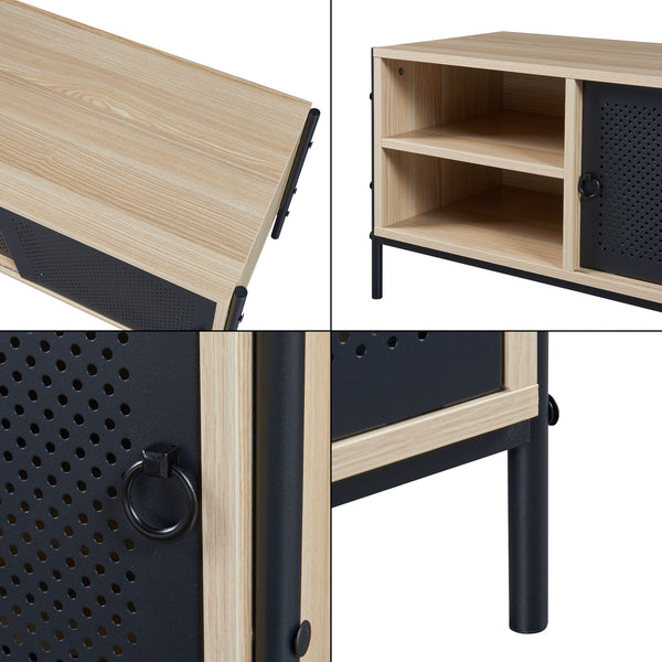 Meuble TV Tysnes 120 x 40 x 45 cm effet chêne noir [en.casa]