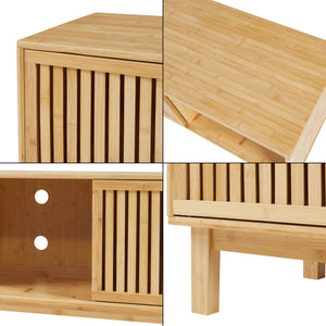 Mobile TV Ypäjä con Ante Scorrevoli 150x42x50 cm Bambù Naturale [en.casa] 