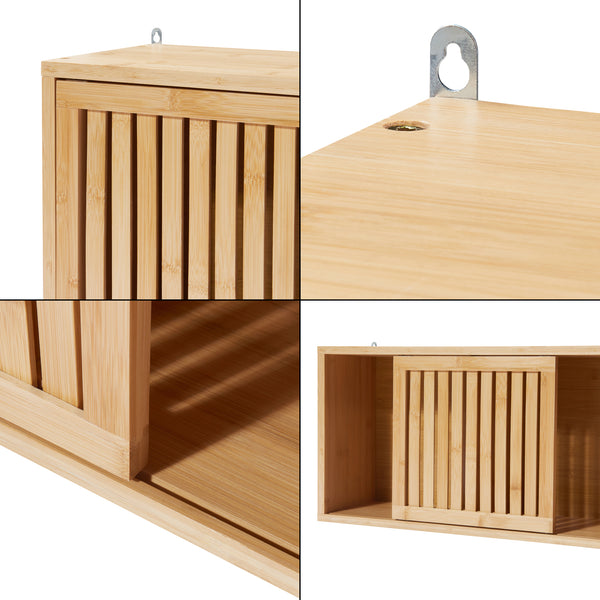 Armadietto da Parete Ypäjä con Ante Scorrevoli 93x20x33 cm Bambù Naturale [en.casa] 