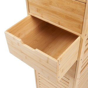 Meuble colonne de salle de bain Boksereys bambou 180 x 35 x 35 cm [en.casa]
