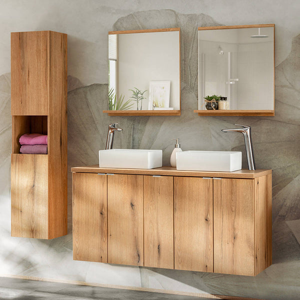 Colonne de salle de bain Newport avec 2 portes 30 x 140 x 25 cm effet chêne [en.casa]