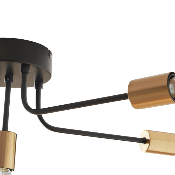 Lampada da Soffitto Benfleet con 5 Bracci in Metallo Nero con Attacchi Ottone lux.pro 