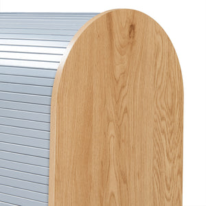 Armoire basse à rideau Kavlinge bambou 80 x 60 x 40 cm gris naturel [en.casa] 