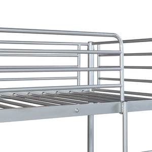Metall-Etagenbett Soppsar mit 2 Matratzen 200x90 cm Silber [en.casa]
