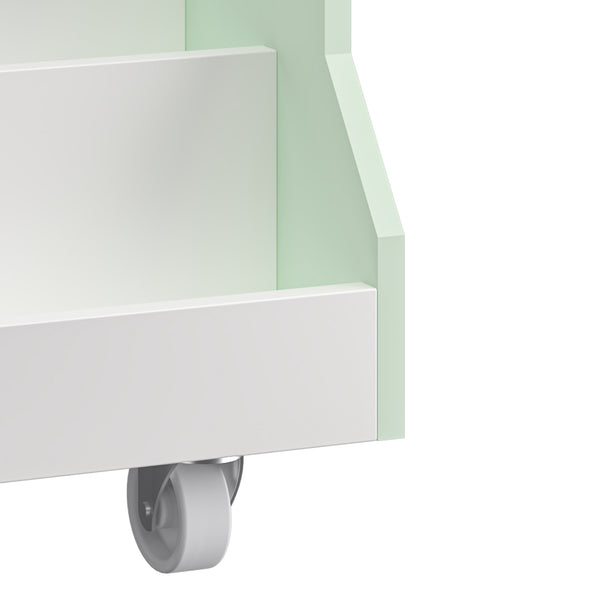Carrello Porta Libri Vipsali per Cameretta Design a Casetta 50x33x34 cm Menta Verde / Bianco [en.casa] 