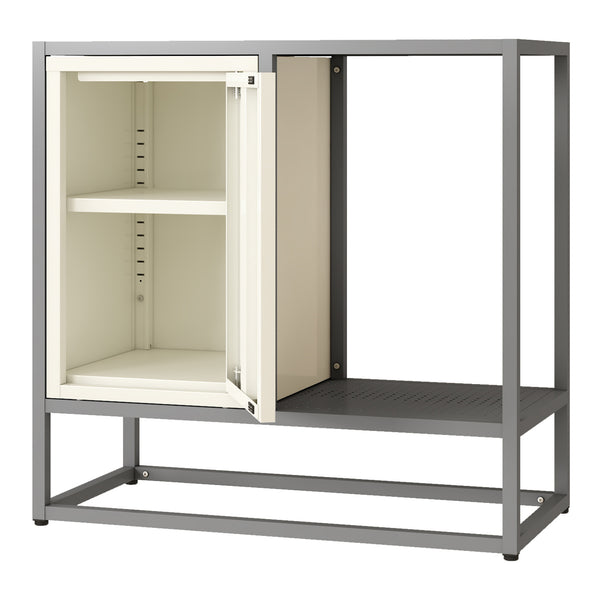 Credenza Burlöv in Acciaio Mobile Contenitore Basso 70x72x35 cm Grigio / Bianco [en.casa] 