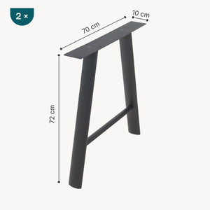 Set di 2 Gambe Hullem per Mobili 'Fai da Te' con Profili Ovali in Acciaio 72 x 70 x 10 cm - Nero [en.casa]