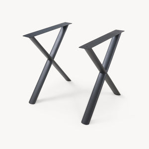Set di 2 Gambe Klixjö con Profili Ovali a X per Mobili 'Fai da Te' 72 x 70 x 10 cm - Acciaio Nero [en.casa]