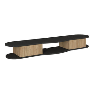 Meuble TV Nyskiri mural 150 x 35 x 19 cm anthracite / effet chêne [en.casa] 