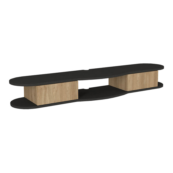 Meuble TV Nyskiri mural 150 x 35 x 19 cm anthracite / effet chêne [en.casa] 