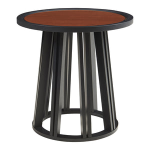 Tavolino Rotondo Burgess da Salotto 51xØ51 cm - Nero/Effeto Noce [en.casa]