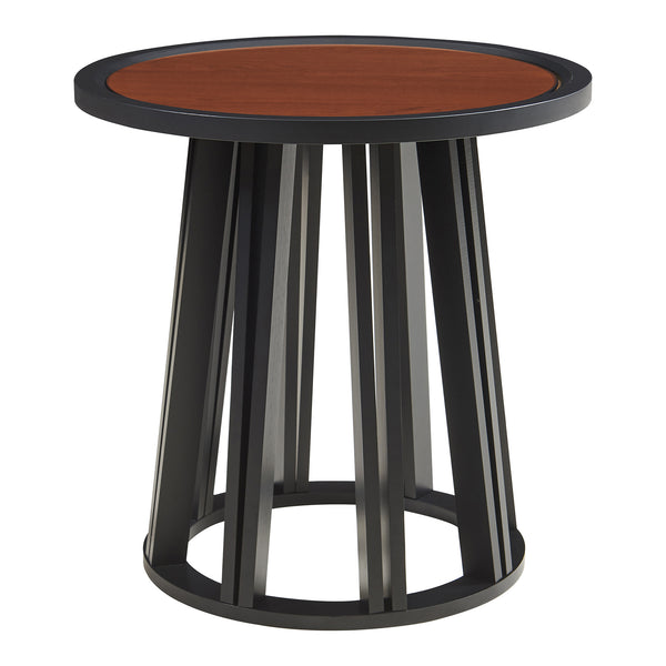 Tavolino Rotondo Burgess da Salotto 51xØ51 cm - Nero/Effeto Noce [en.casa]