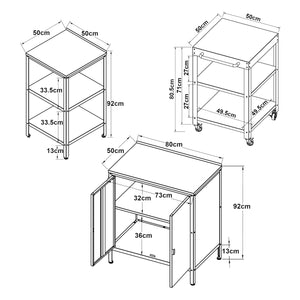 Set Bolognano Mobili da Esterno in Acciaio - Bancone Armadietto e Carrello Portavivande - Nero opaco casa.pro