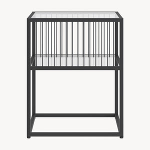 Table d’appoint Tronevn avec plateau en verre 50 x 40 x 40 cm noir [en.casa]
