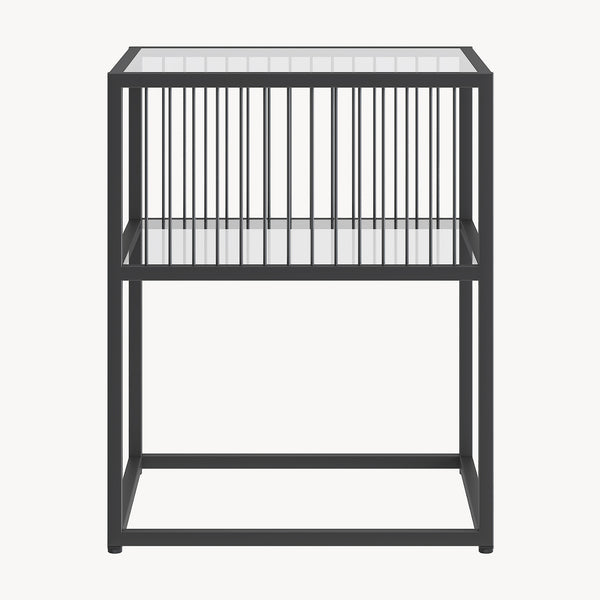 Table d’appoint Tronevn avec plateau en verre 50 x 40 x 40 cm noir [en.casa]