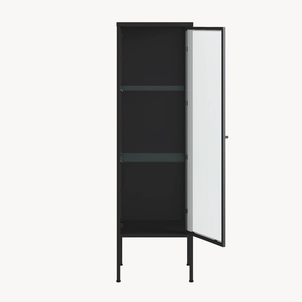 Armoire vitrine Borshavisa 116 x 34 x 30 cm acier noir [en.casa] 