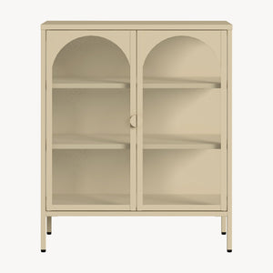 Vetrina-Sideboard Klippestad Acciaio 95x80x35 cm Colore cammello [en.casa]