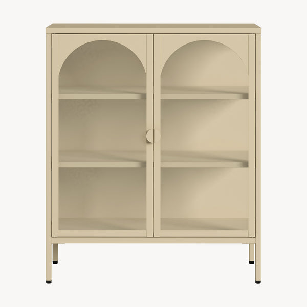 Vetrina-Sideboard Klippestad Acciaio 95x80x35 cm Colore cammello [en.casa]