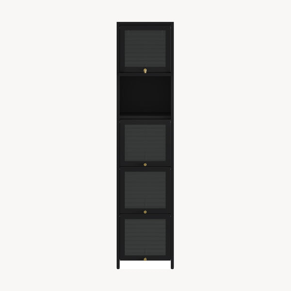 Mobile Vetrina Ostersund in Acciaio a 5 Ante e Scomparti 174 x 40 x 35 cm - Nero [en.casa]