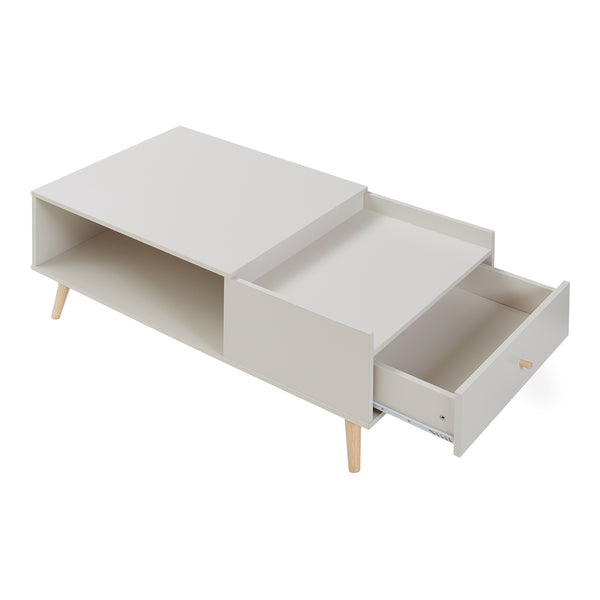Table basse Hallevil avec tiroir 106 x 59 x 44 cm blanc [en.casa]