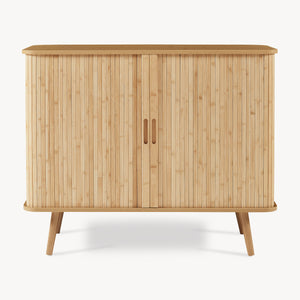 Mobile Contenitore Nordkapp con 2 Ante Scorrevoli in Bambù 100 x 40 x 80 cm - Color Naturale [en.casa]
