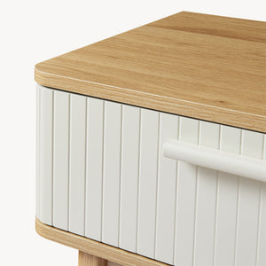 Tavolo a Consolle Ferrersp con 2 Cassetti e Ripiano 100 x 40 x 80 cm - Effetto Rovere / Avena Oatmeal [en.casa]