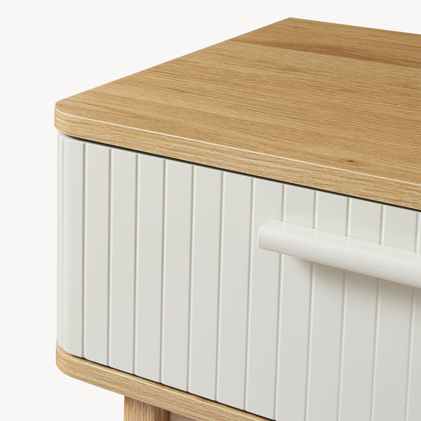 Tavolo a Consolle Ferrersp con 2 Cassetti e Ripiano 100 x 40 x 80 cm - Effetto Rovere / Avena Oatmeal [en.casa]