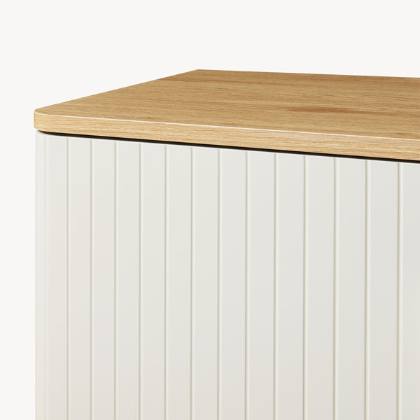 Meuble TV Ferrersp avec 2 portes 140 x 40 x 45 cm effet chêne / couleur sable [en.casa] 