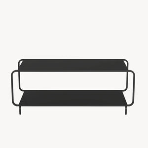 Tavolino da Salotto Færder in Acciaio con Doppio Ripiano 115x50x45 cm Nero opaco [en.casa]